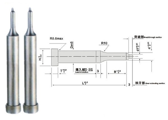 Le poinçon de matrice d'acier inoxydable goupille le revêtement de SKH40 HRC 60 PVD non standard